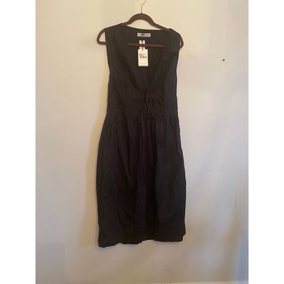 Anthropologie - Faithfull Deep-V Midi Dress black size 12 - Picture 3 of 11